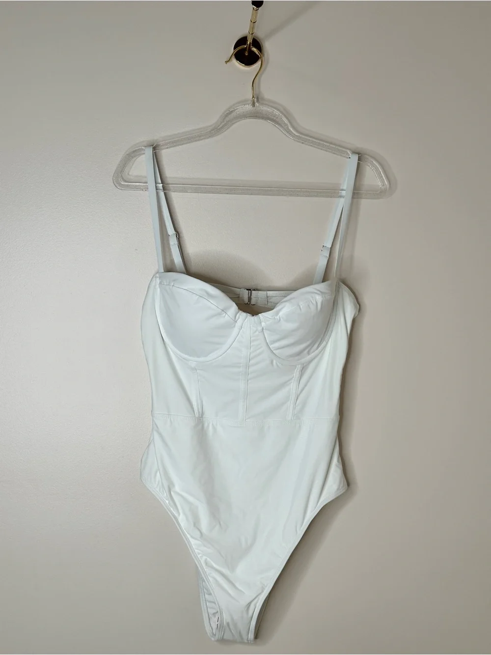Lulus White Underwire Corset One Piece Swimsuit Size L